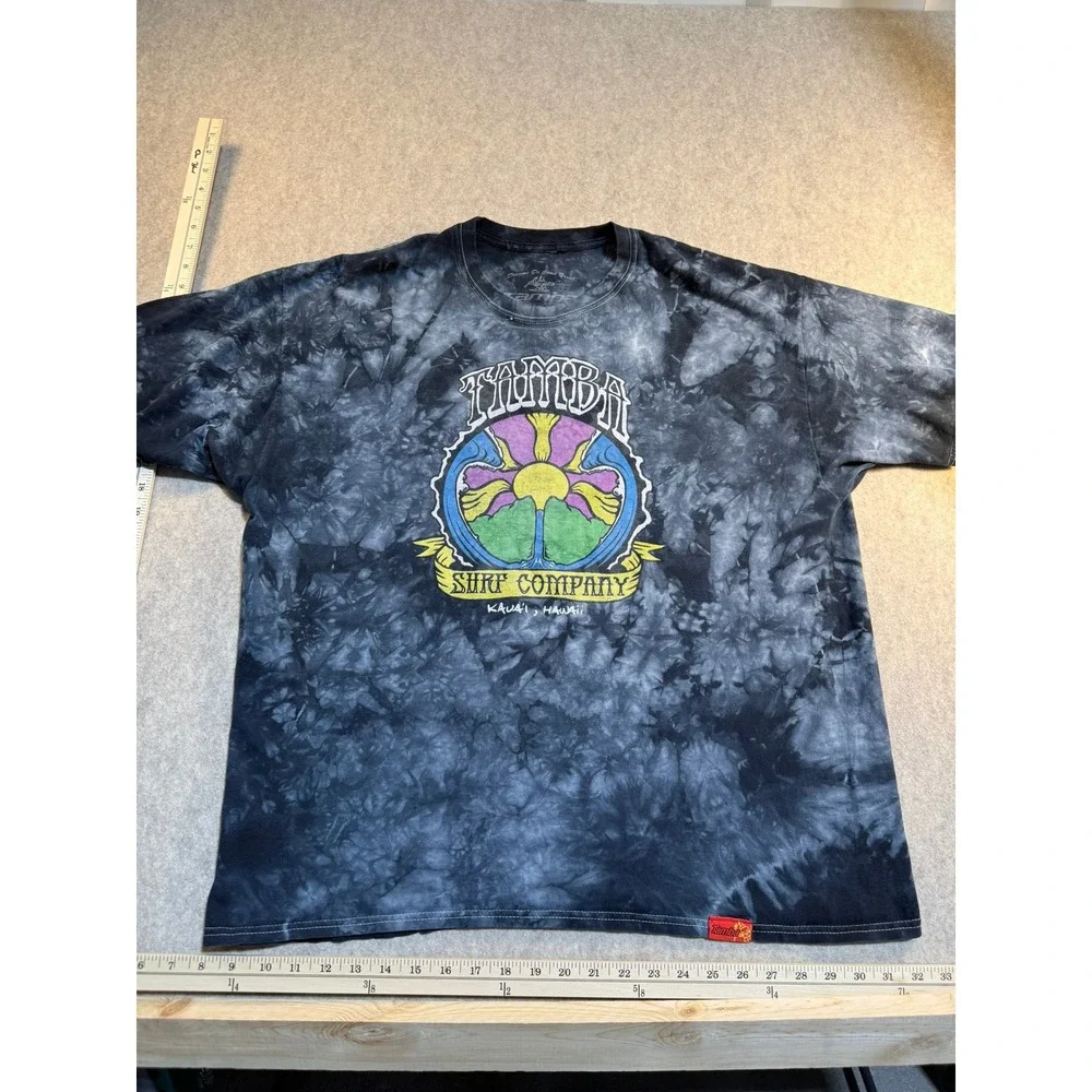 Tamba Surf Company Kauai Hawaii Tie Dye Graphic T-Shirt Mens 2XL Gray Black - Picture 1 of 5